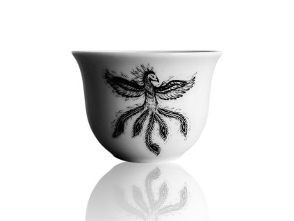 porcelánový pohárek na saké a čaj s Fénixem