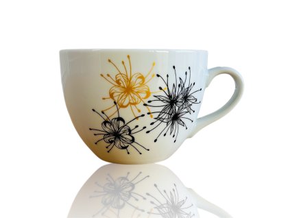 široký porcelánový hrnek s pavoučí lilií