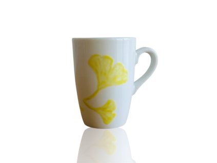 porcelánový espresso hrneček s ginkgo listy