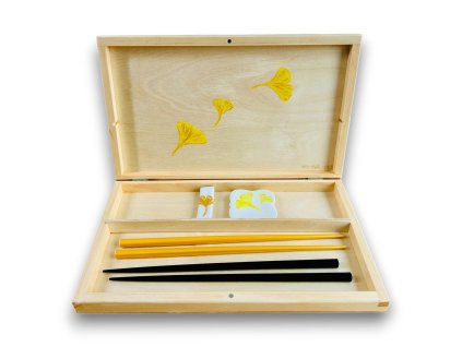 dárková sada na hůlky a odkladače s gonkgo listy