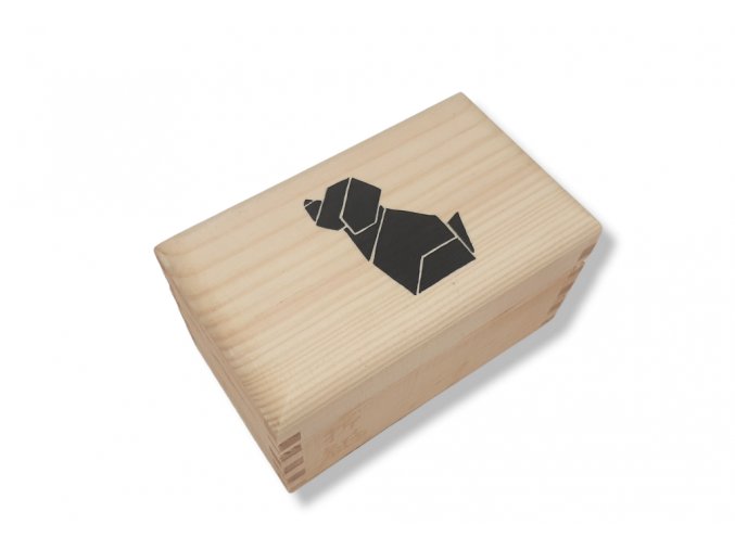 dřevěná krabička na čaj origami pes