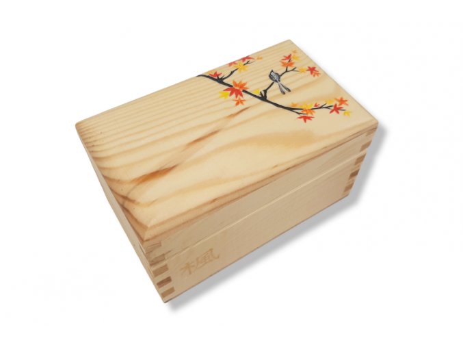 dřevěná krabička na čaj s podzimním javorem