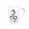 Vysoký bílý porcelánový hrnek s perokresbou draka