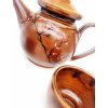 hnědá keramická čajová souprava s šípky