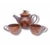 hnědá keramická čajová souprava s šípky