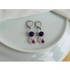 skleněné náušnice s ametystem a magnolií