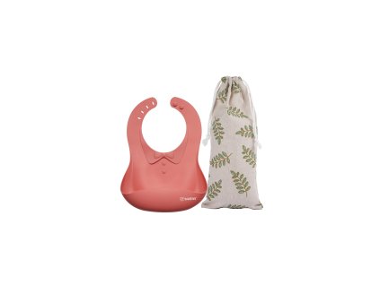 silikonovy podbradnik s vrecuskom cervenohnedy Haakaa sk