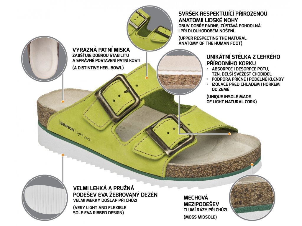 zdravotne damske slapky bennon green cobra heel slipper