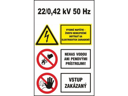 S401 Rozvádzač/Vys. napätie/Nehas vodou/Vstup zakázaný!