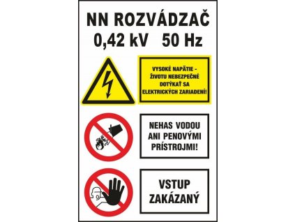 S402 Rozvádzač/Vys. napätie/Nehas vodou/Vstup zakázaný!