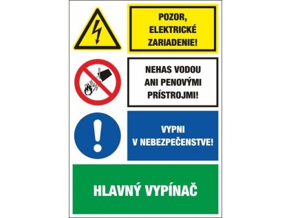 S405 Pozor el. zar./Nehas vodou/Vypni v nebezpeč./Hl. vypínač/Nebezp. výbuchu!