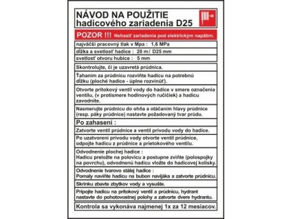 F návod D25 Návod na použitie hadicového zariadenia D25 100x140 mm