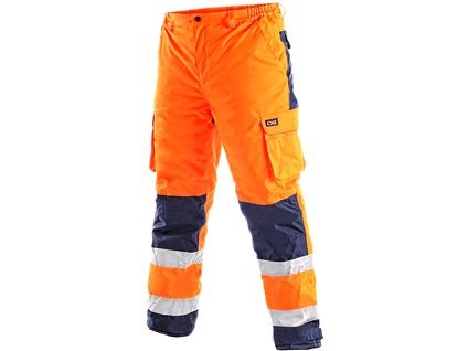 Vástražné pracovné nohavice CXS CARDIFF, zateplené, pánske, oranžové (Veľkosť S)