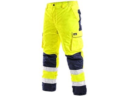 Výstražné pracovné nohavice CXS CARDIFF, zateplené, pánske, žlté (Veľkosť S)