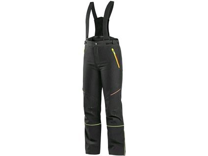 Zimné detské softshellové nohavice CXS TRENTON, čierne s HV žlto/oranžové doplnkami (Veľkosť 16)