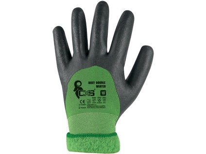 Pracovné zimné rukavice CXS DOUBLE ROXY WINTER, máčané v nitrile (Veľkosť 10)