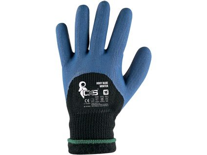 Pracovné zimné rukavice CXS ROXY BLUE WINTER, máčané v latexe (Veľkosť 10)
