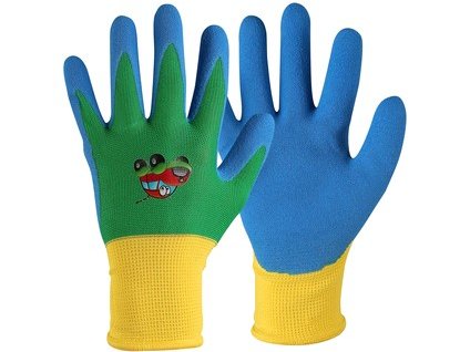 Pracovné rukavice DRAGO, detské, máčané v nitrile, modré (Veľkosť 7 rokov)