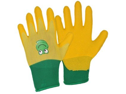 Pracovné rukavice DRAGO, detské, máčané v nitrile, žlté (Veľkosť 7 rokov)