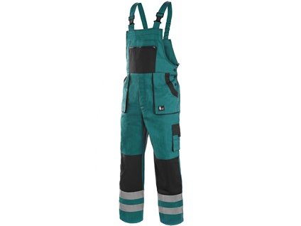 Pracovné nohavice na traky CXS LUXY BRIGHT, pánské, zeleno-čierne (Veľkosť 64)