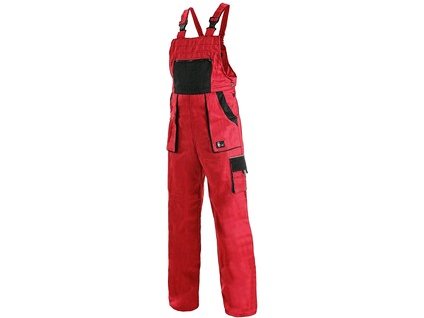 Pracovné dámske nohavice na traky CXS LUXY SABINA, červeno-čierne (Veľkosť 58)