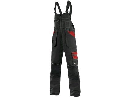 Pracovné nohavice na traky CXS ORION KRYŠTOF, pánske, čierno-červené (Veľkosť 68)