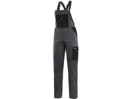 Pracovné montérkové dámske nohavice na traky CXS PHOENIX HEKATE, sivo - čierne (Veľkosť 58)