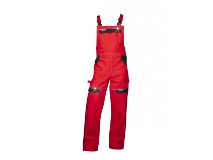 Montérkové nohavice s náprsenkou ARDON®COOL TREND červené skrátené
