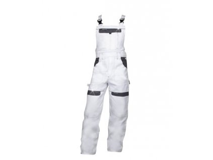 Montérkové nohavice s náprsenkou ARDON®COOL TREND bielo-sivé predĺžené