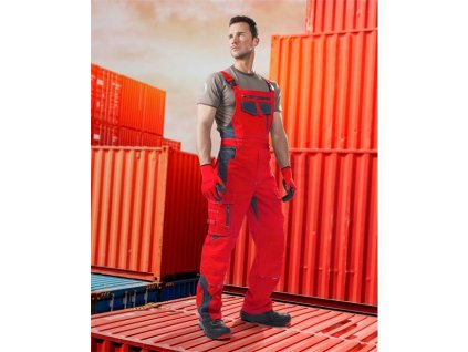 Pracovné nohavice na traky ARDON®VISION 03 červeno-sivé