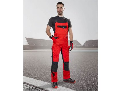 Montérkové nohavice na traky ARDON®PRE100 03 červeno-čierne