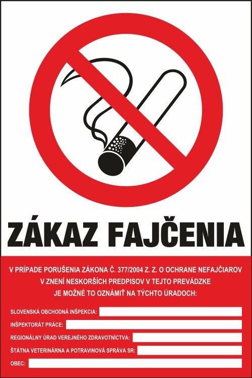 606 Zákaz fajčenia 110x165 mm samolepka ROZMER (a x b): 110x165 mm, MATERIÁL: SAMOLEPKA