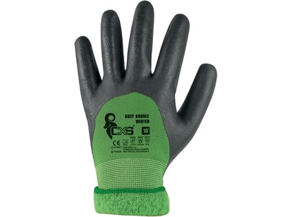 Pracovné zimné rukavice CXS DOUBLE ROXY WINTER, máčané v nitrile Veľkosť: 10