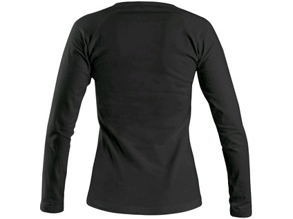 Dámske tričko CXS MARY, výstrih do V, dlhý rukáv, Čierna Veľkosť: 2XL