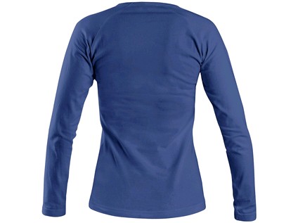 Dámske tričko CXS MARY, výstrih do V, dlhý rukáv, stredne modrá Veľkosť: 2XL