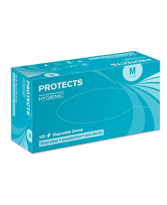 Jednorázové rukavice PROTECTS HYGIENIC VINYL nepudrované priehľadné Veľkosť: 09