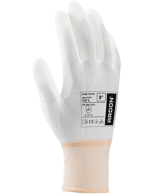 Pracovné rukavice PURE TOUCH biele, polomáčané Veľkosť: 10