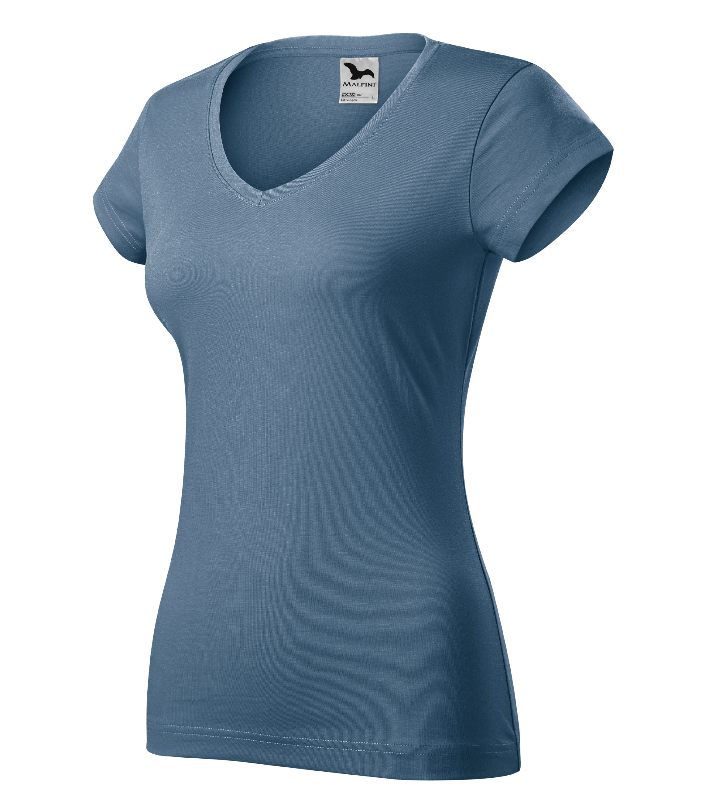 Dámske pracovné tričko MALFINI Fit V-neck Veľkosť: L, Farba: denim