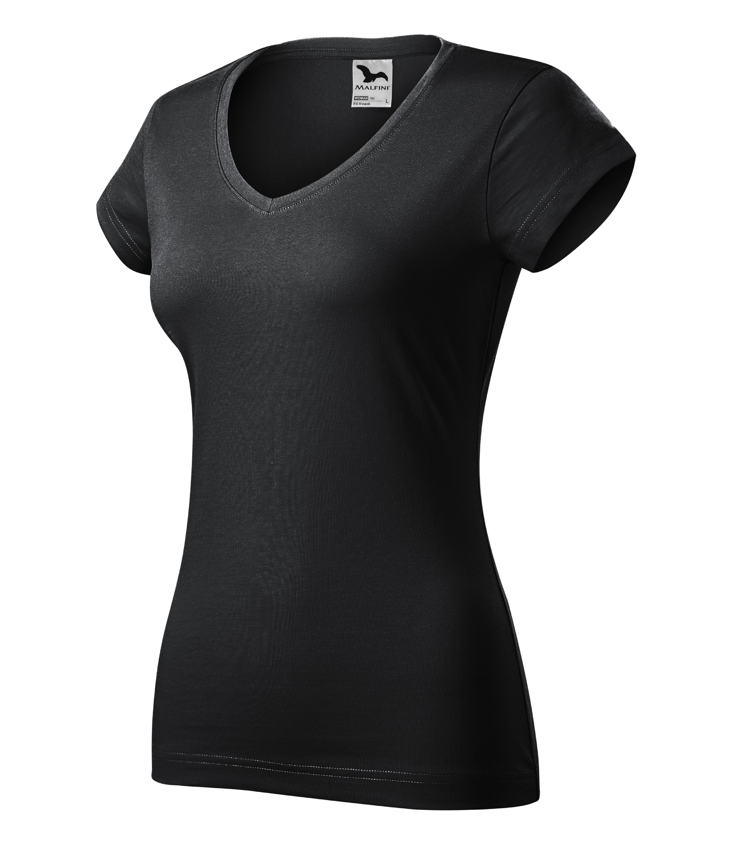 Dámske pracovné tričko MALFINI Fit V-neck Veľkosť: M, Farba: ebony gray