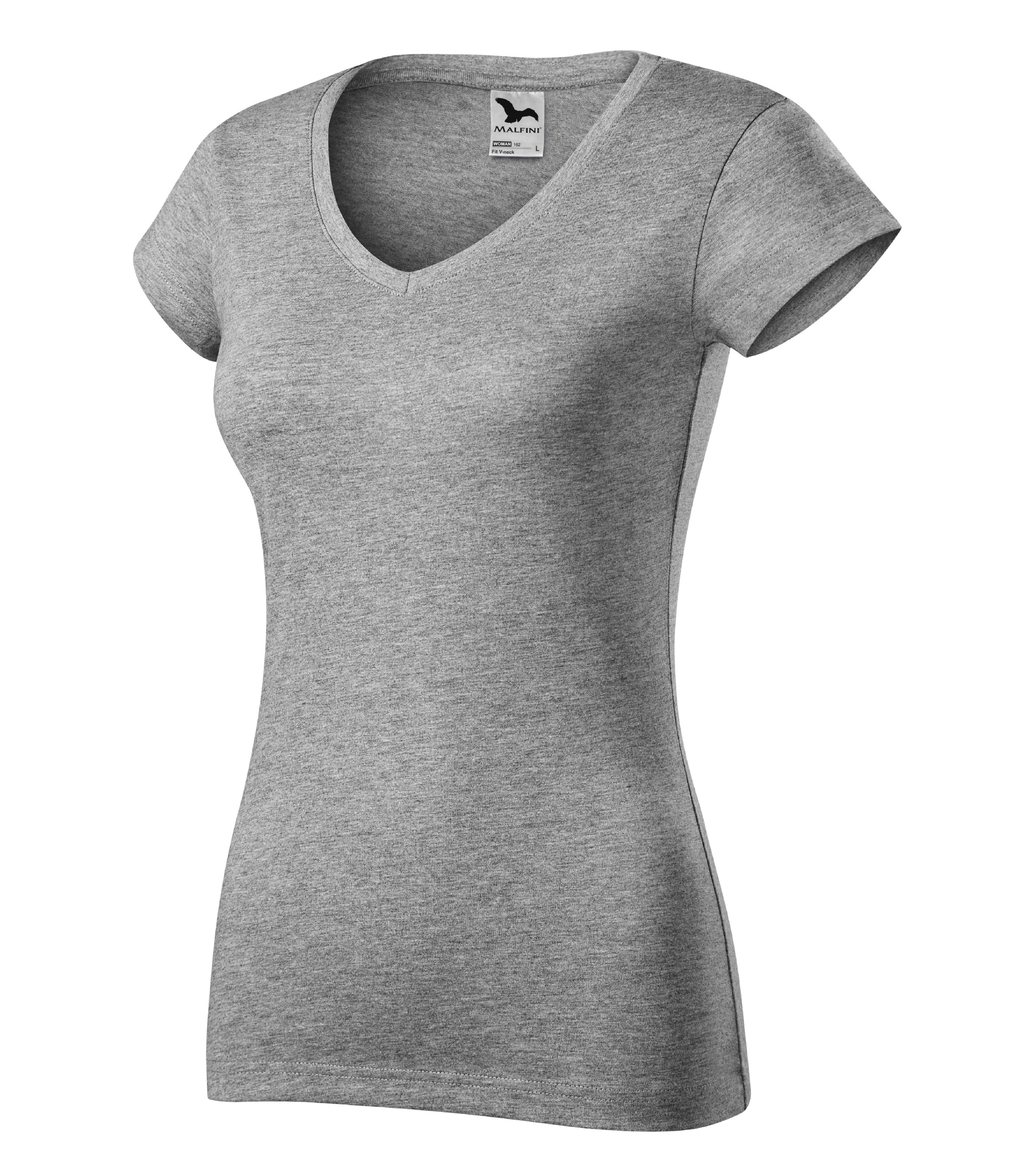 Dámske pracovné tričko MALFINI Fit V-neck Veľkosť: S, Farba: tmavosivý melír
