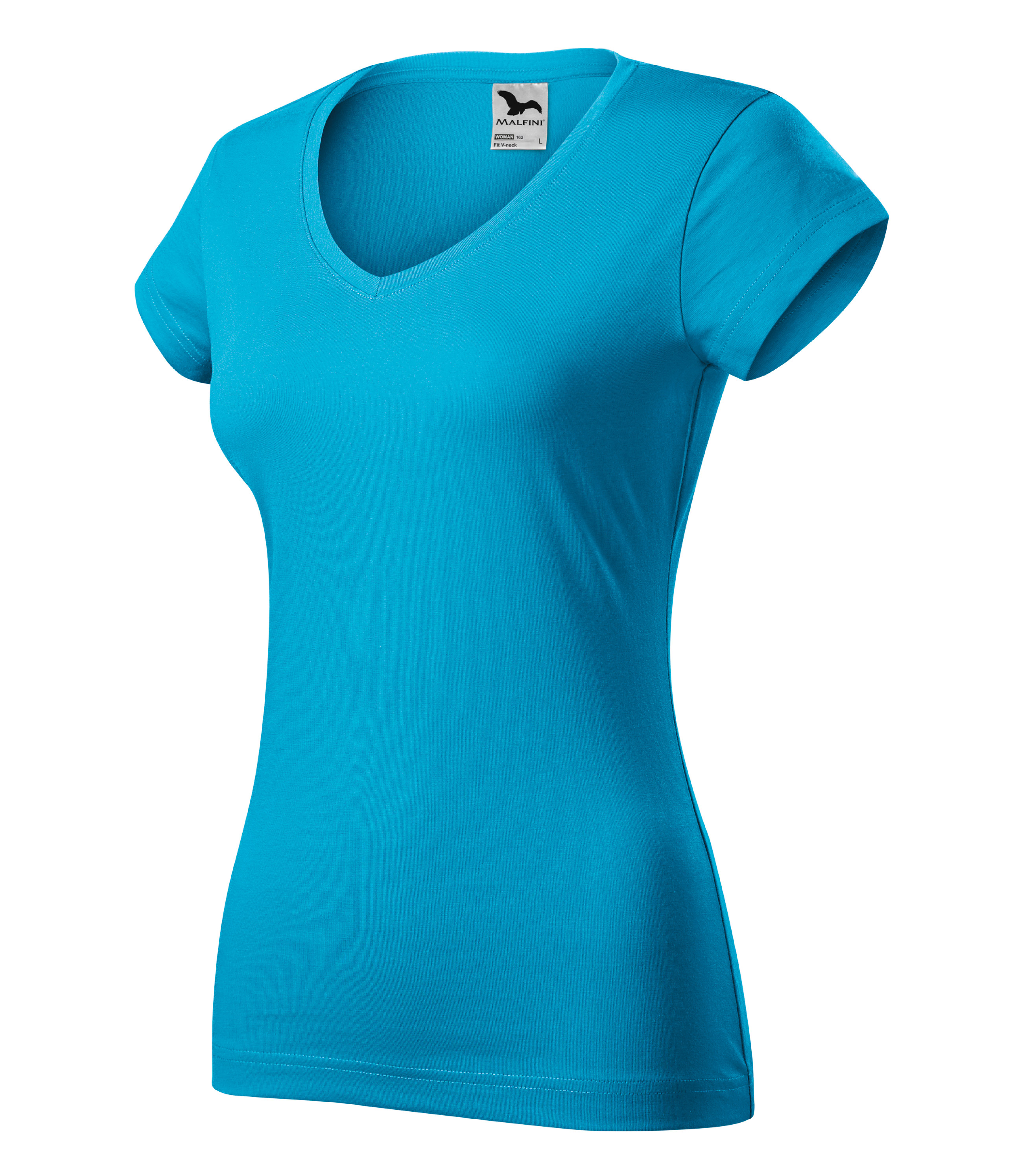 Dámske pracovné tričko MALFINI Fit V-neck Veľkosť: S, Farba: tyrkysová
