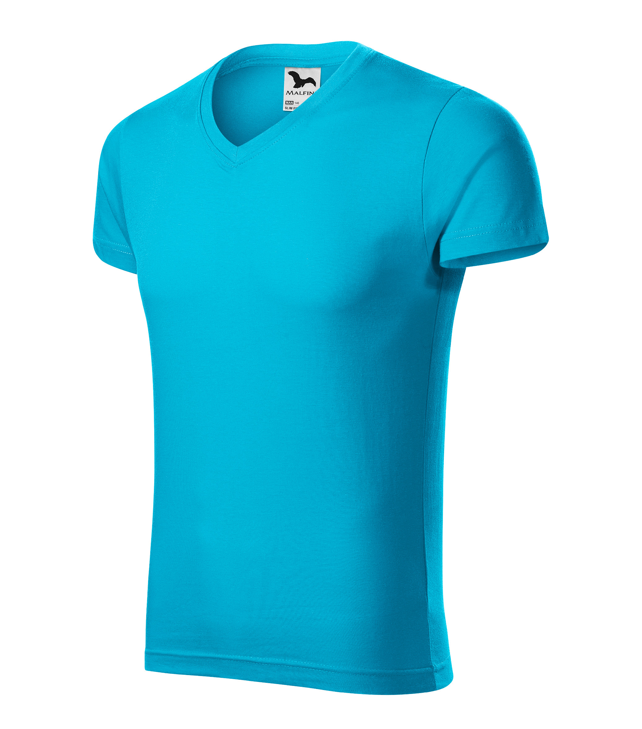 Pánske pracovné tričko MALFINI Slim Fit V-neck Veľkosť: 3XL, Farba: tyrkysová