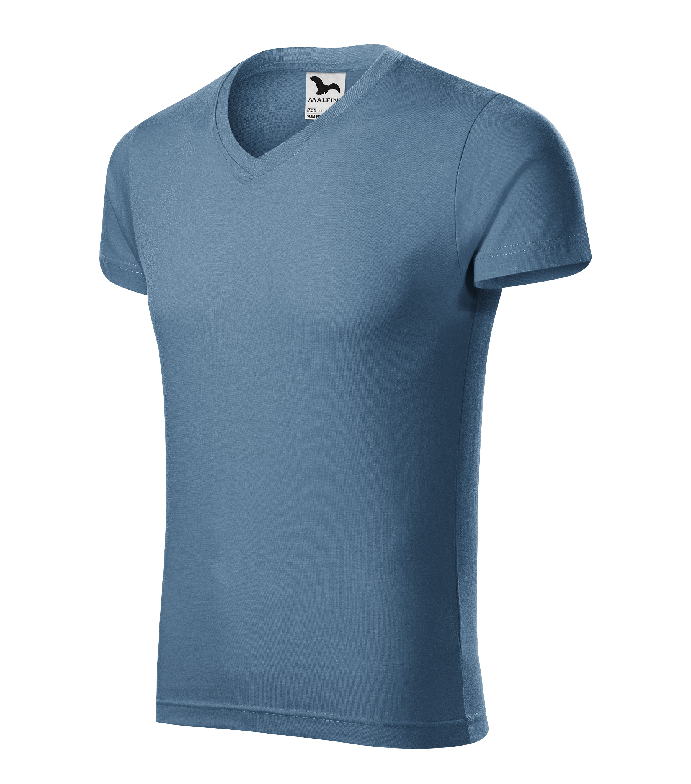 Pánske pracovné tričko MALFINI Slim Fit V-neck Veľkosť: XL, Farba: denim