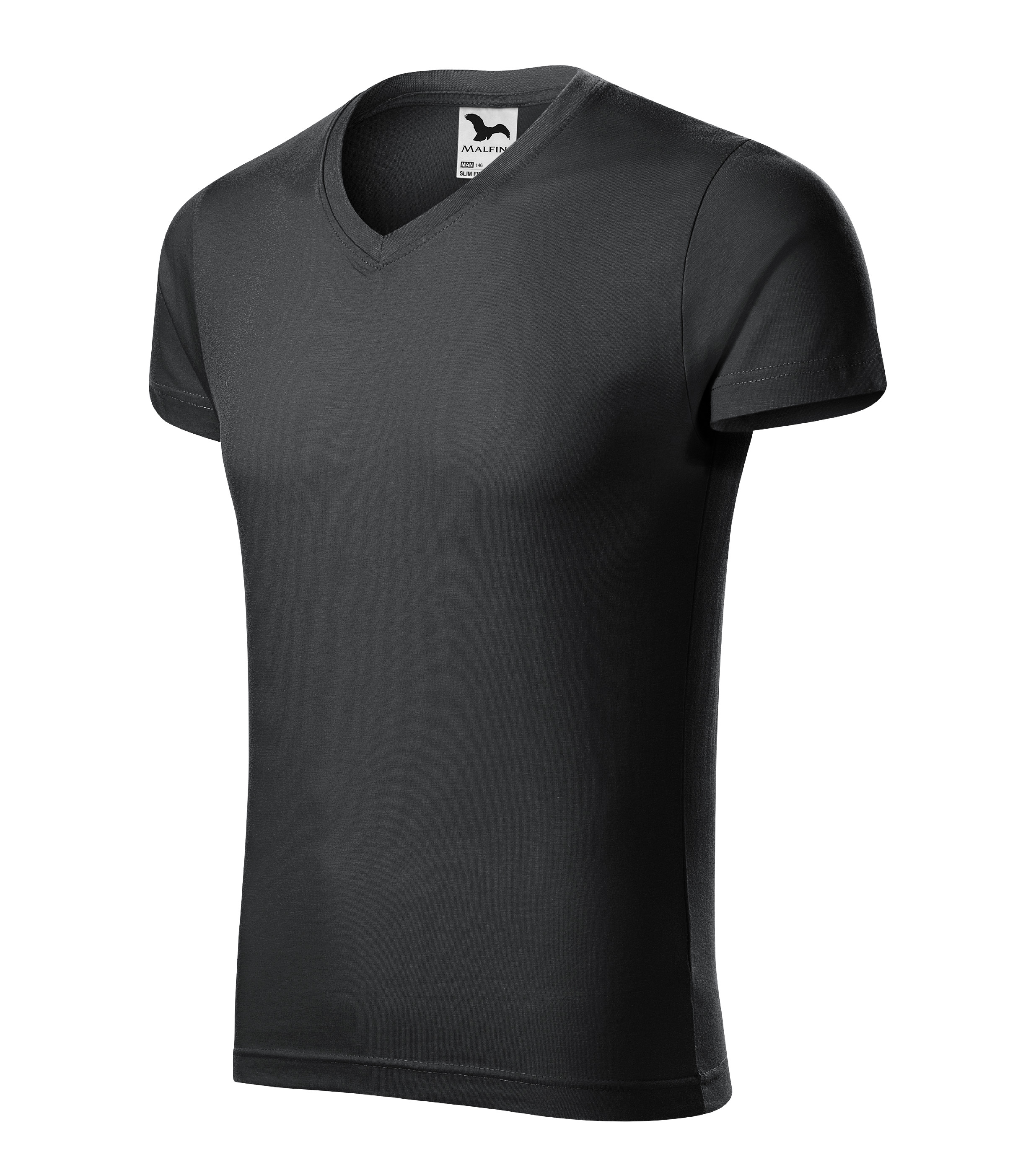 Pánske pracovné tričko MALFINI Slim Fit V-neck Veľkosť: 2XL, Farba: ebony gray
