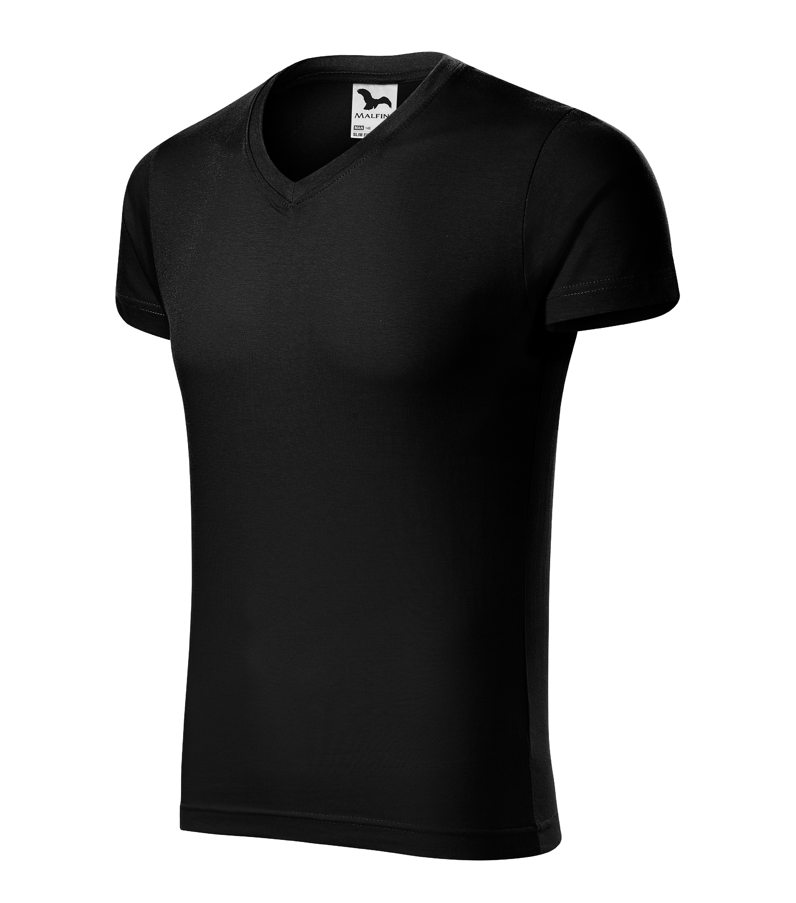Pánske pracovné tričko MALFINI Slim Fit V-neck Veľkosť: M, Farba: Čierna