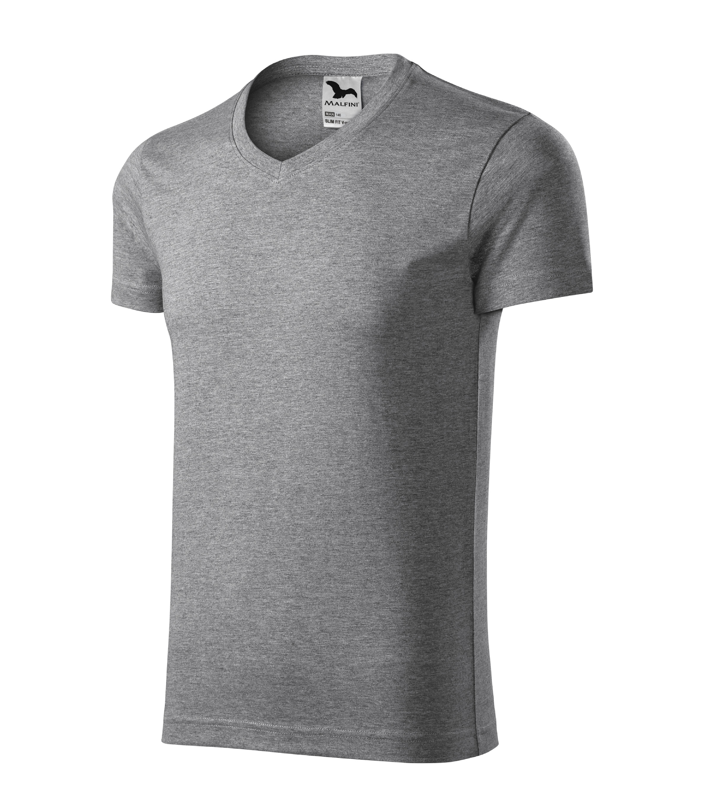 Pánske pracovné tričko MALFINI Slim Fit V-neck Veľkosť: 3XL, Farba: tmavosivý melír