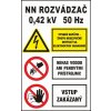 S402 Rozvádzač/Vys. napätie/Nehas vodou/Vstup zakázaný!