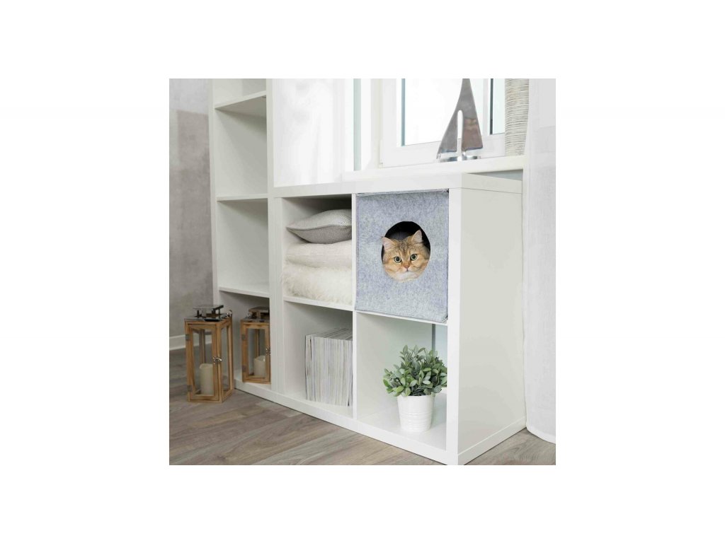 ANTON filcová krabice/jeskyně pro kočku, vhodné do IKEA regálu 33cm šedá -  Habeo.cz