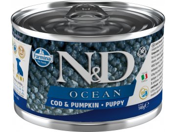 Konzerva N&D DOG OCEAN Puppy Codfish & Pumpkin Mini 140g