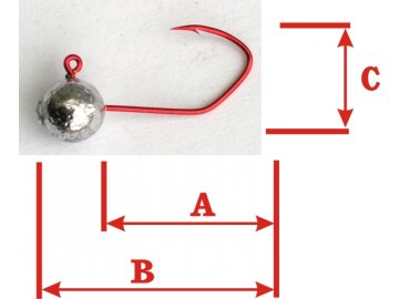 Rybářské jigy VMC Matzuo červený háček (Variant 3,0g/háčik 4, A2,1cm, B2,7cm, C1cm)